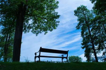 Bench at castle wallの写真素材