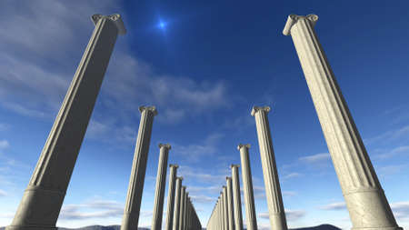 Ancient greek columns in a rowの写真素材