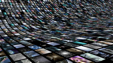 Image wall with many video screensの写真素材