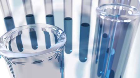 Glass laboratory test tubes close upの写真素材
