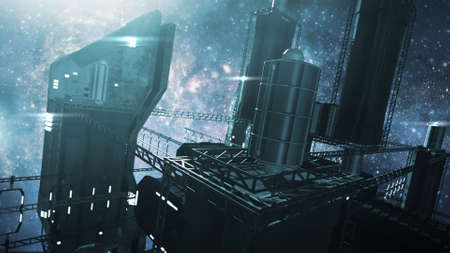 Impressive 3D rendering space station