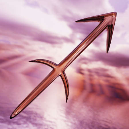 Brilliant zodiac horoscope Sagittarius symbol. 3D renderingの写真素材