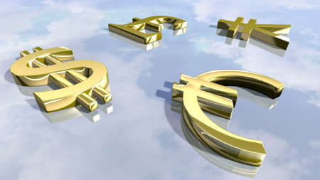 Shiny leading money signs. 3D renderingの写真素材