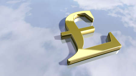 Shiny english Pound money sign. 3d renderingの写真素材