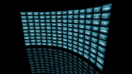 Distorted curved video wall turn to right. 3D renderingの写真素材