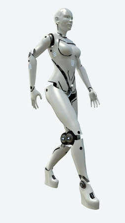 Artificial robot woman model. 3d renderingの写真素材