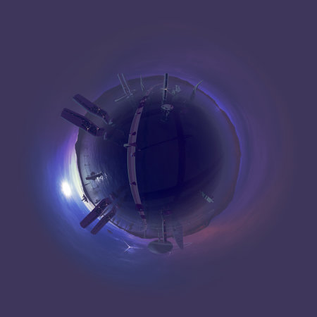 3d rendering of a little alien planet with purple colors