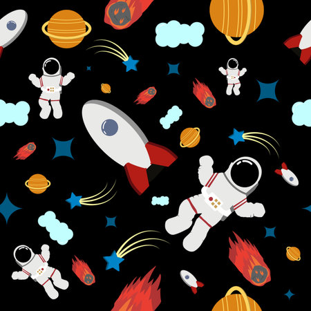 Outer Space Pattern Seamless Repeat Backgroundの写真素材