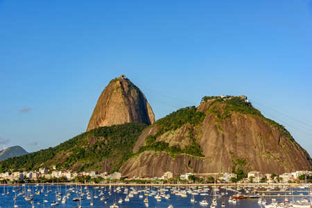 Sugar Loaf, cove of Botafogo and Urca seen the bike path Flamengoの写真素材