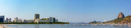 Panoramic image with the hill of Sugar Loaf, Cove of Botafogo and Guanabara Bayの写真素材
