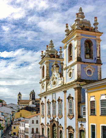 Top Church facade of Our Lady of the Black Rosary in Pelourinho in Salvador. He had the start of works in 1704 and holds an attached cemetery of slaves.のeditorial素材