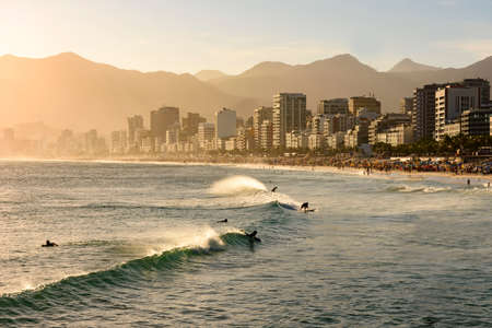 Summer sunset at Ipanema beach in Rio de Janeiroの写真素材