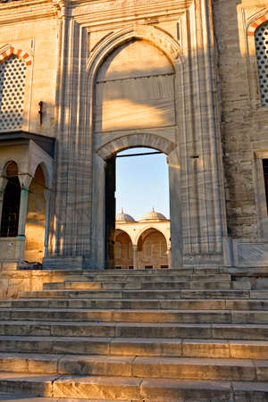 Entrance of the famous and historic Blue Mosque in Istanbul, one of the most important and beautiful temples of Islam in the worldのeditorial素材