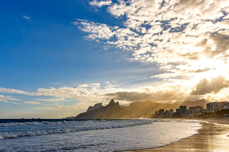 Summer sunset at Ipanema beach in Rio de Janeiro