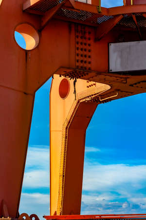 Detail of old crane on the dock of the port of Rio de Janeiroの写真素材