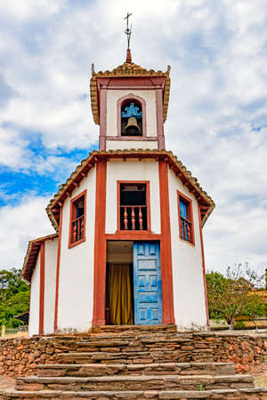 Old and historic Catholic church in baroque and colonial architecture built in 1717 in the city of Sabara in Minas Geraisのeditorial素材