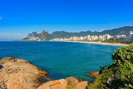 Morning at Ipanema beach seen from Arpoador rock in Rio de Janeiro