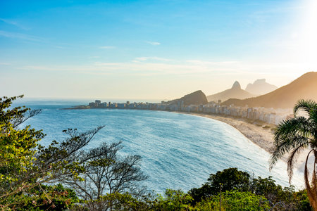 Late afternoon on Copacabana beach in Rio de Janeiro on a summer dayの写真素材