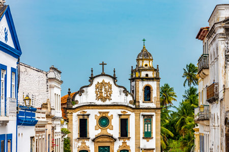 Historic houses and churches in the city of Olinda in Pernambucoの写真素材