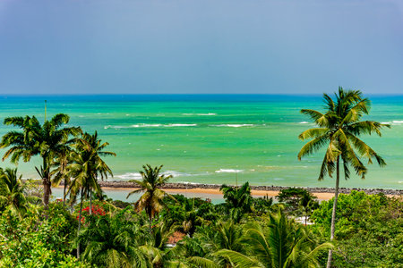 Beach in the historic city of Olinda in Pernambuco on the northeast coast of Brazilの写真素材