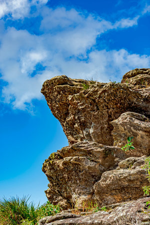 Typical rock formation of the mountainsの写真素材