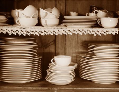 kitchen shelf with different accessoiresの写真素材