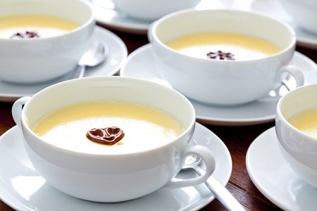 bowls with sweet vanilla puddingの写真素材