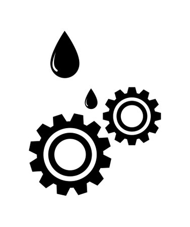 Gear and drop of water icon. Cogwheel and water drop sign.のイラスト素材