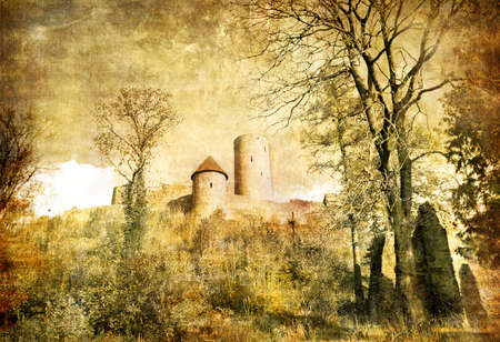 ruins of medieval german castle - artistic toned pictureの写真素材