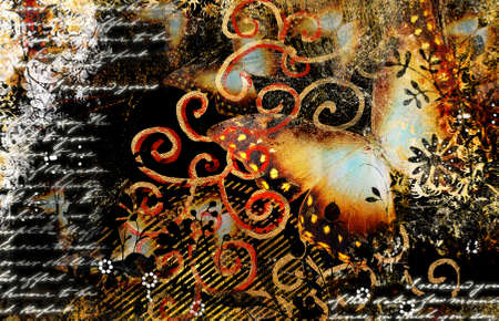 artwork with butterflyの写真素材