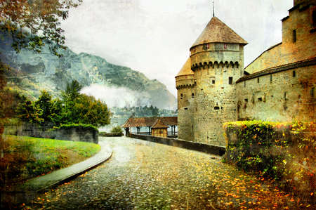 swiss castle - artistic picture  の写真素材