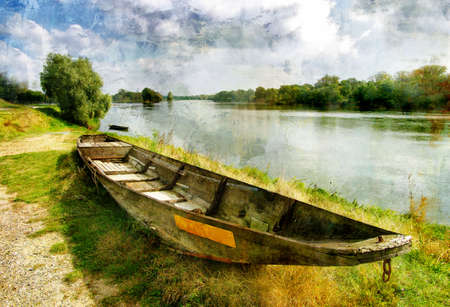  old boat - picture in painting styleの写真素材