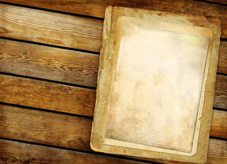 old papers over woodの写真素材