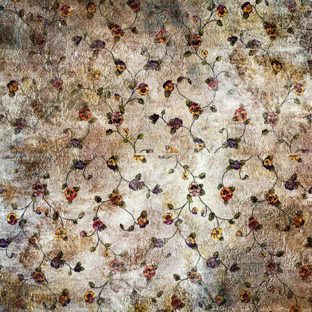 vintage silver wallpaper with decorative floral ornamentの写真素材