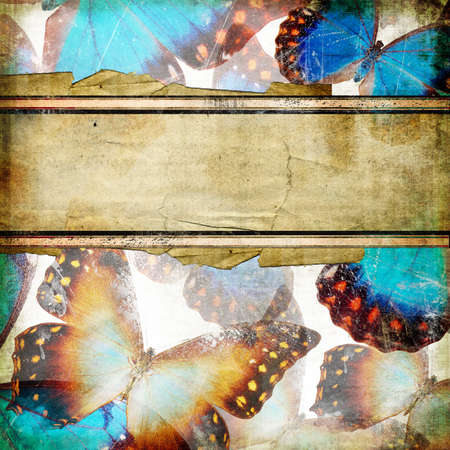 vintage abstraction with butterfliesの写真素材