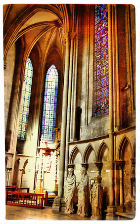 inside grand cathedral - artistic toned pictureの写真素材