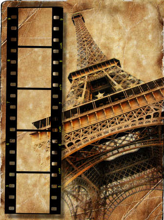 vintage background with film stripの写真素材
