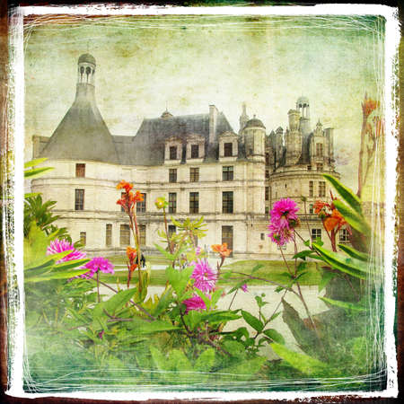 Chambord castle -retro styled pictureの写真素材