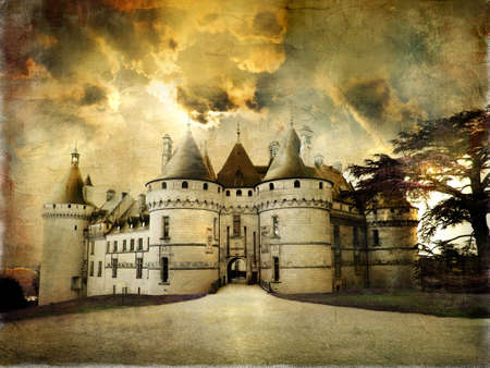 Chaumont castle - artistic retro styled pictureの写真素材