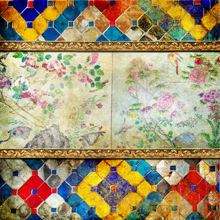 decorative vintage background in thai style with place for text の写真素材