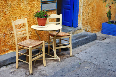 traditional small greek street tavernas