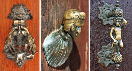 set of beautiful old door knobs from Veniceの写真素材