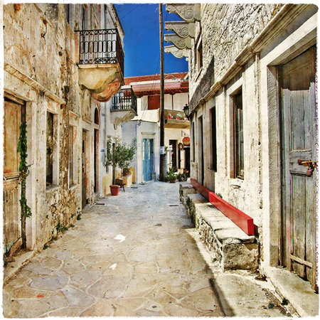 charming old greek streets, Naxos islandの写真素材