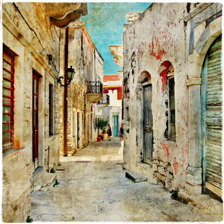 charming old greek streets, Naxos islandのeditorial素材