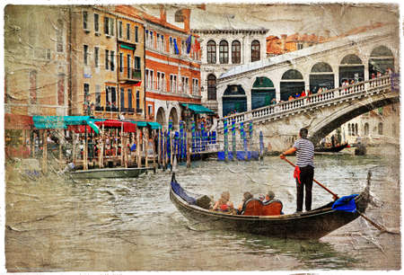 romantic Venice - artwork in painting styleの写真素材