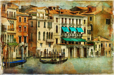 romantic Venice, artwork in painting styleの写真素材