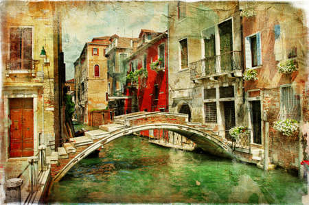 romantic Venice, artwork in painting styleの写真素材
