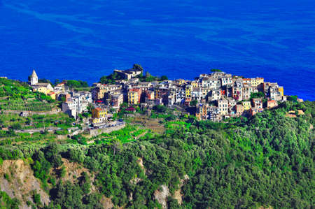 Corniglia, one of the most beautiful villages in Ligria, Italyの写真素材
