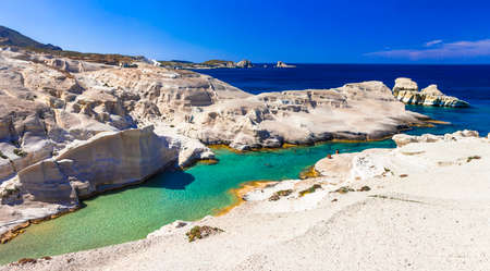 Sarakiniko beach one of the most beautiful beaches of Greece Milos islandの写真素材