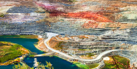 mineral colorful mine teraces on Milos island